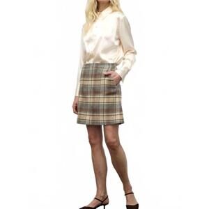 NEW IRIS SETLAKWE plaid mini skirt in caramel plaid